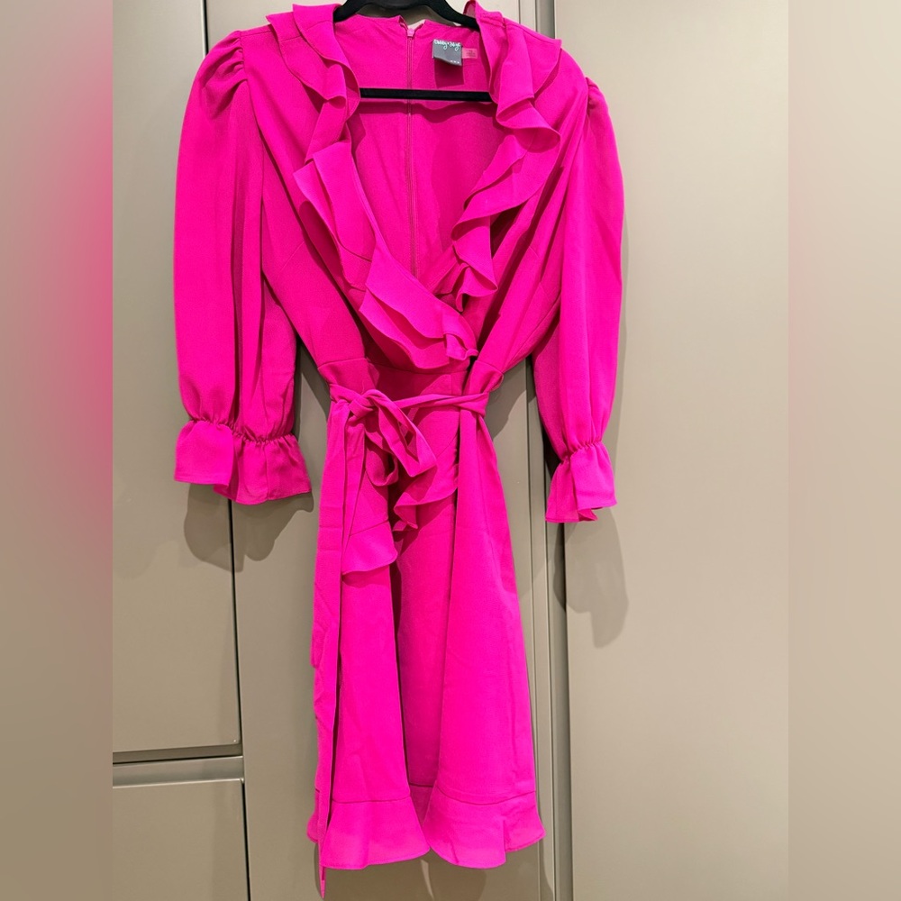 Gabby Skye Fuchsia Ruffle Mini Dress - Picture 3 of 3